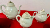 Vintage Japanese Kutani Eggshell Porcelain Tea & Dessert Set - Flying Cranes, 14-Pc - thumbnail 4 of 13