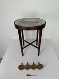 Unique small Table with Pewter top, Brass Curtain Stays - thumbnail 1 of 6