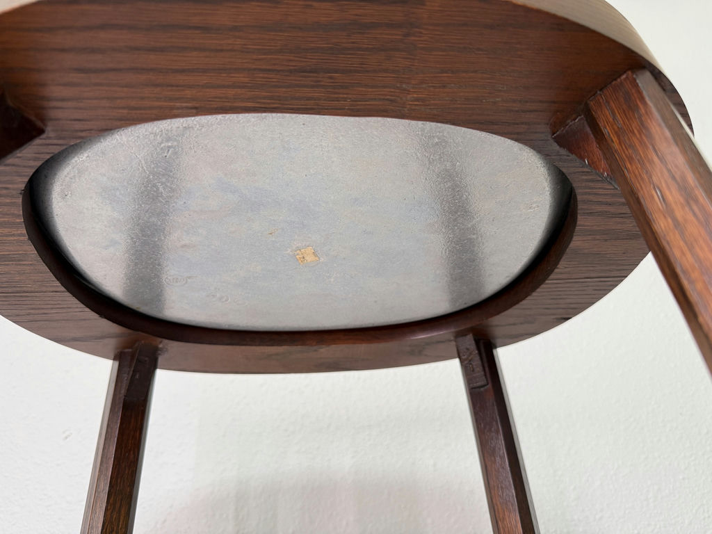 Unique small Table with Pewter top, Brass Curtain Stays - image 5 of 6