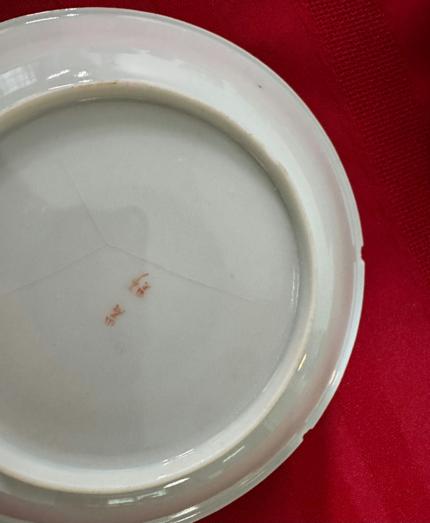 Vintage Japanese Kutani Eggshell Porcelain Tea & Dessert Set - Flying Cranes, 14-Pc - image 13 of 13