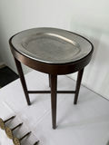 Unique small Table with Pewter top, Brass Curtain Stays - thumbnail 4 of 6