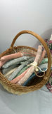 Wicker Basket with Fabric-Covered Hangers and Floral Round Boxes - thumbnail 2 of 3