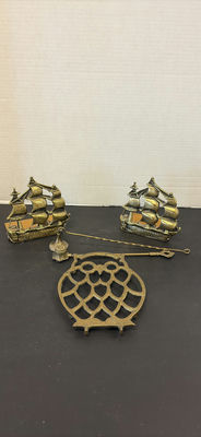 Brass Ship Bookends and More - Image 1 of 8