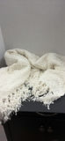 Cream Textured Throw Blanket with Tassels - thumbnail 1 of 4