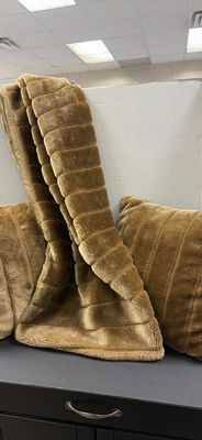 Brown Faux Fur Throw Blanket and Pillows - Image 1 of 6