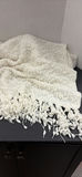 Cream Textured Throw Blanket with Tassels - thumbnail 2 of 4