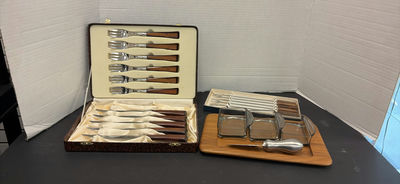 MCM Steak Knife and Fork Sets with Serving Tray - Image 1 of 8