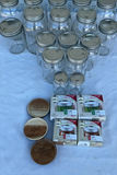 Mason jars with metal lids, Kerr lid boxes, and Ball wooden coasters - thumbnail 1 of 4