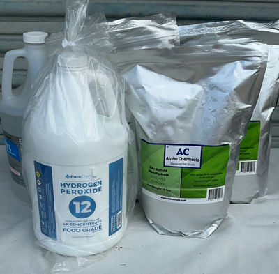 Hydrogen peroxide, isopropyl alcohol, and zinc sulfate monohydrate containers - Image 1 of 4