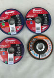 Angle grinder with assorted grinding, cutting, and polishing discs in a protective yellow case - thumbnail 4 of 7