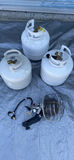 Three propane tanks and Mr Heater MH540T portable space heater - thumbnail 1 of 5