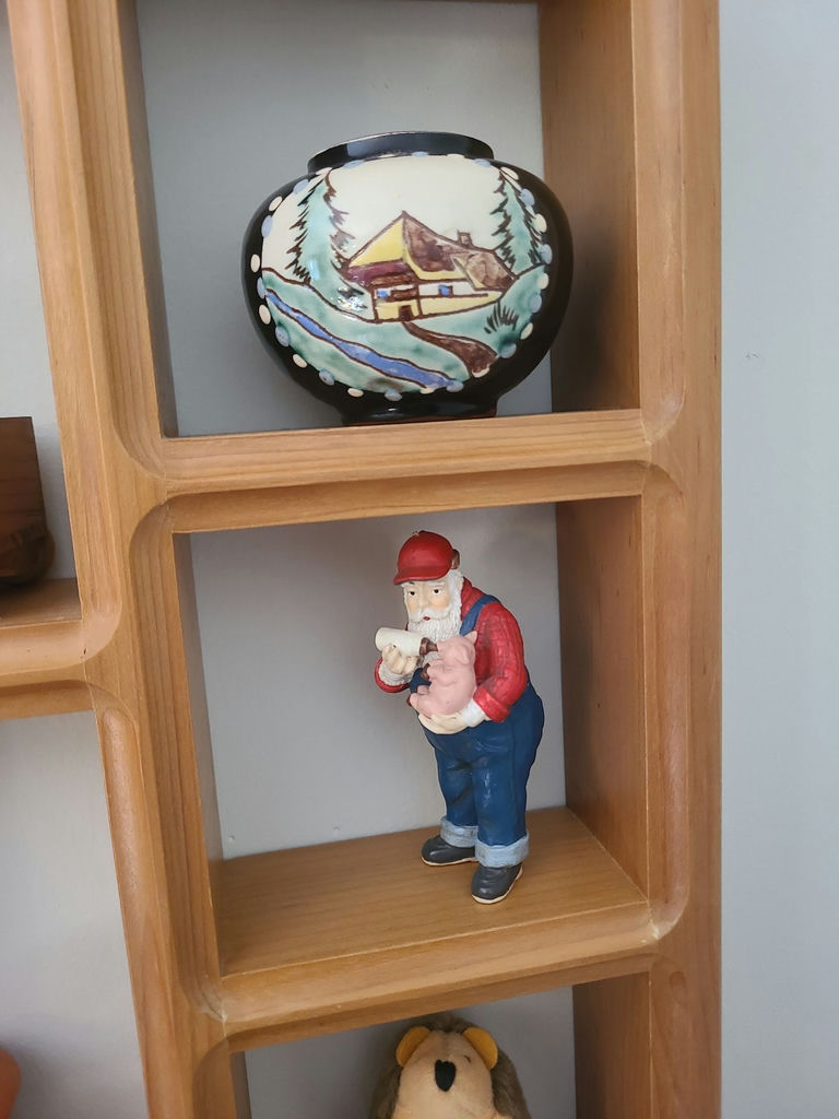 Wooden Wall Display Shelf with Decor Figurines - image 3 of 5