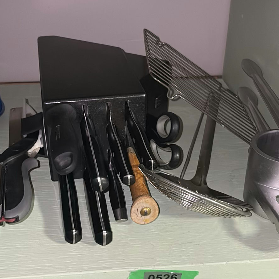 Carving utensil Block Set and some Kitchen Utensils - image 1 of 4