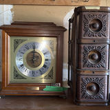 Bulova Mantel Clock and Wooden Three-Drawer Chest - thumbnail 4 of 6
