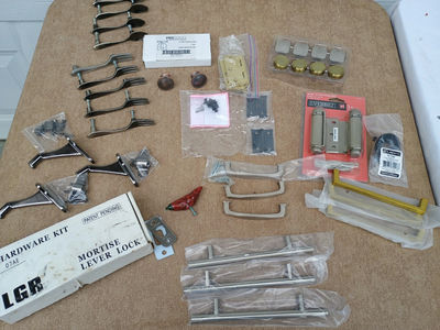 Assorted door and cabinet hardware kit with locks, hinges, and pulls - Image 1 of 6
