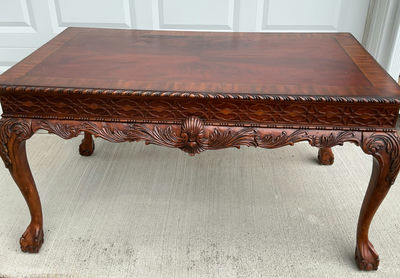 Beautiful Wood Carved Legs Square Table - Image 1 of 6