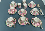 Floral teacups and saucers with vintage spoons - thumbnail 1 of 4