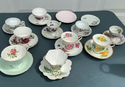 Vintage Porcelain Tea Cups And Saucers - Image 1 of 11