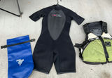 Wetsuit, Flotation Aid PFD, and Dry Bags - thumbnail 1 of 8