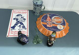 Vintage advertising signs, cloisonne bird figurines, and mug - thumbnail 1 of 6