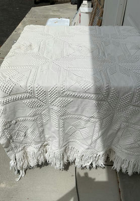 Antique Crocheted Twin Bedspread - Image 1 of 4