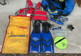 Adult snorkeling gear set with fins, mask, snorkel, and life vest - thumbnail 1 of 8