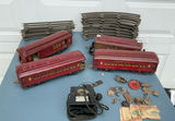 Vintage American Flyer Lines red passenger train cars with track - thumbnail 1 of 13