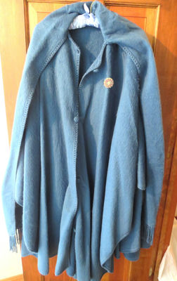 Women's Wool Button Cape with attached Scarf and Pin - Image 1 of 7