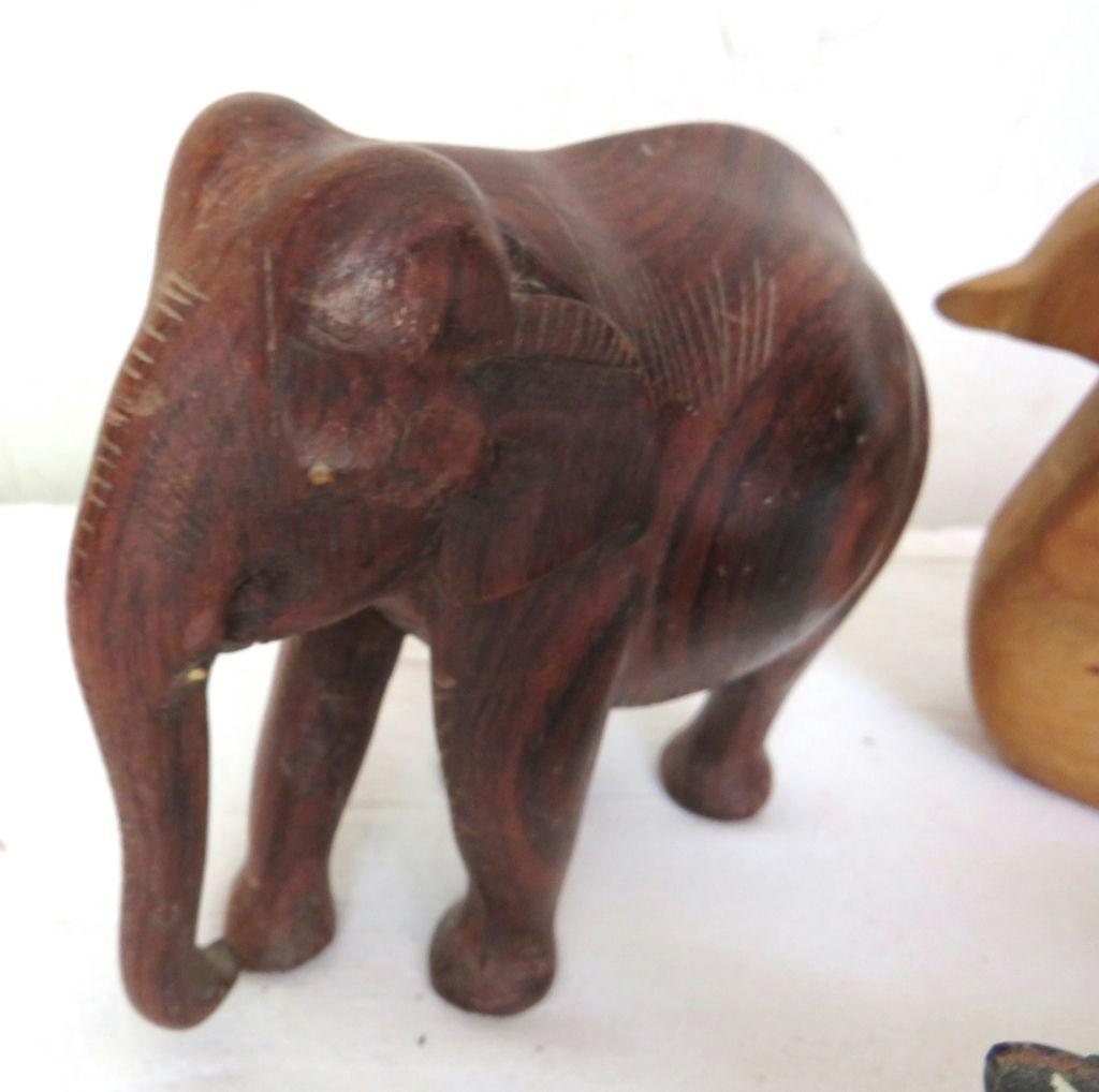 Carved Wood Animal Decor Ducks and Elephant - image 3 of 6