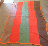 Crochet Throw Blanket Orange, Green, Brown - thumbnail 2 of 3