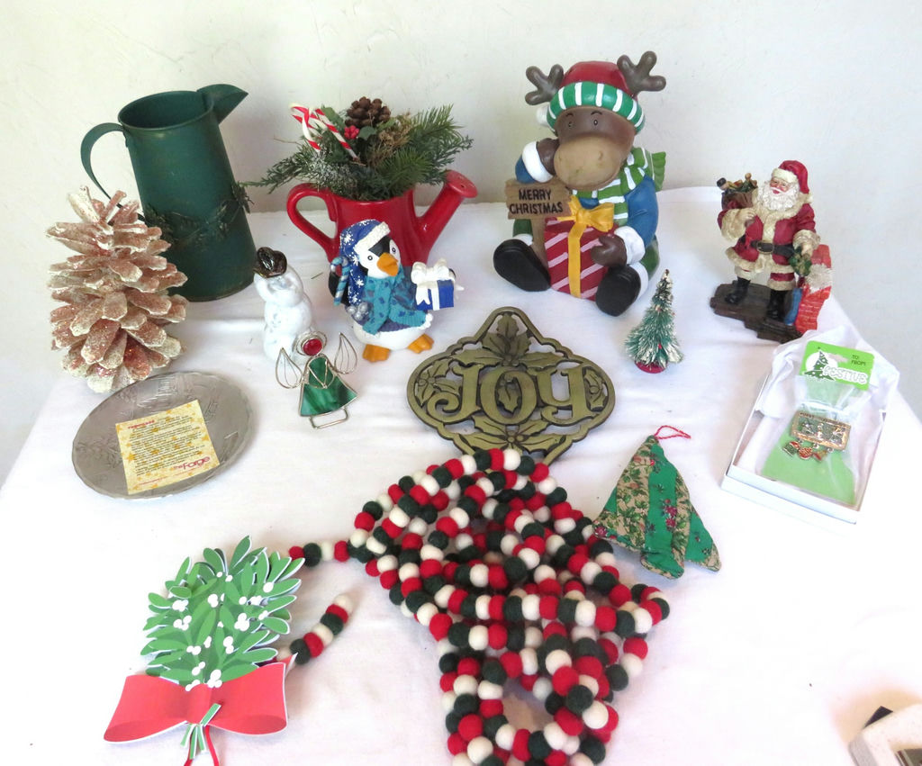 Fun Christmas Eclectic Decor Tin Pitcher Ceramic - image 1 of 7