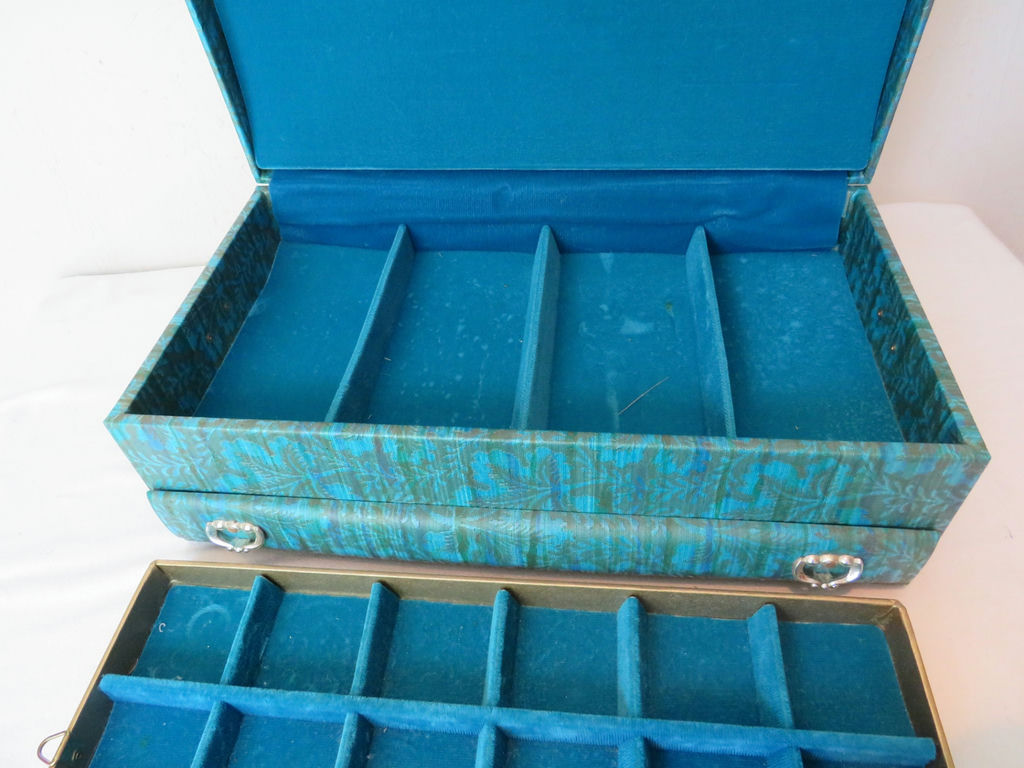 Vintage Turquoise Blue Gold Lady Buxton Jewelry Box - image 5 of 9