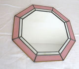 Pink and White Stained Glass Octagon Mirror - thumbnail 2 of 3