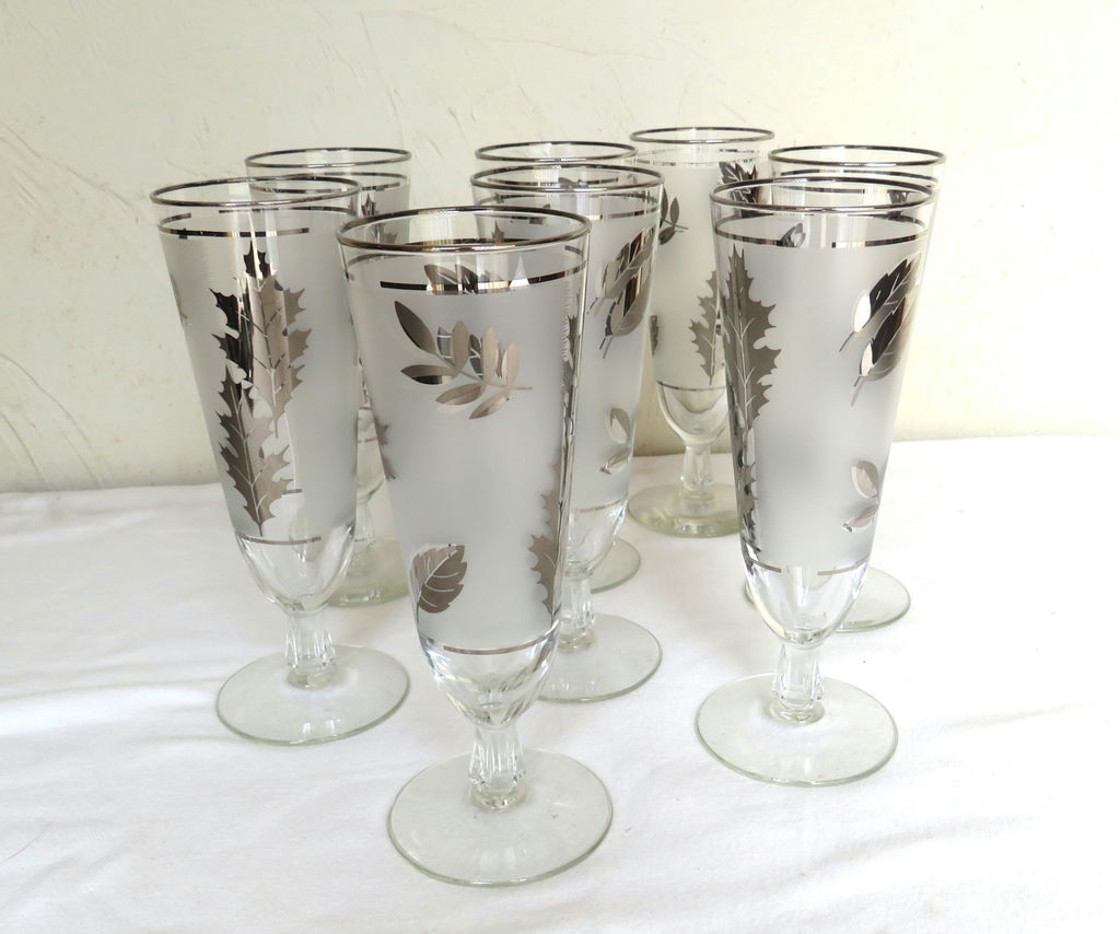Vintage Libbey Silver Leaf Set of 8 Pisner Glasses - image 2 of 5