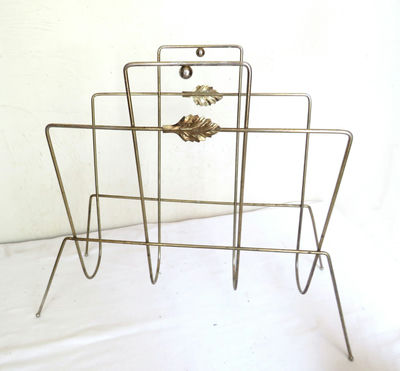 Vintage MCM Gold Metal Magazine Stand - Image 1 of 2