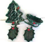 Vintage Lefton Holly Berry Tree Sleigh and Candy Dishes - thumbnail 2 of 8
