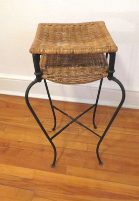 Rattan and Wrought Iron Side Table (2/2) - Image 1 of 4
