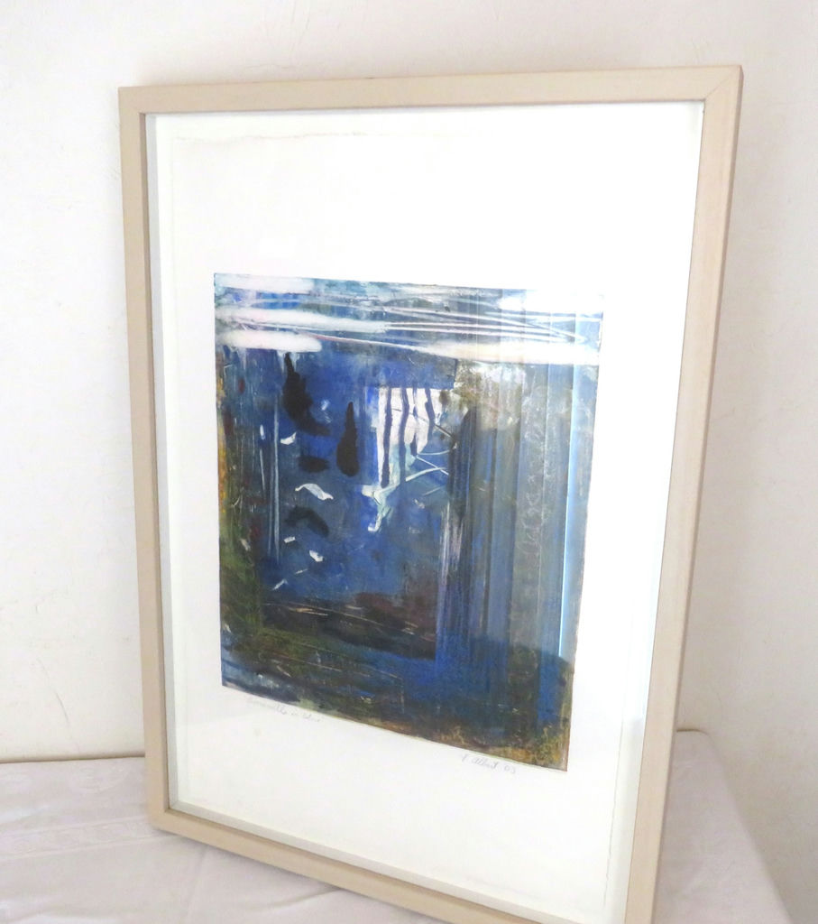 Somerville in Blue Framed Art Signed S. Albert - image 1 of 5