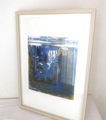 Somerville in Blue Framed Art Signed S. Albert - Image 1 of 5
