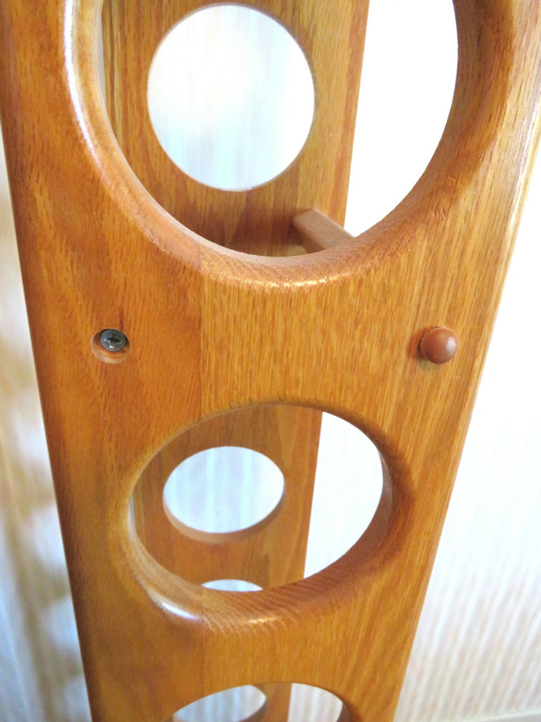 Mid-century Modern Oak Wine Rack Tower - image 4 of 5