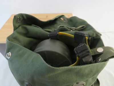 Military Surplus Gas Mask Respirator with Filter Canister in Canvas Bag - Image 1 of 7