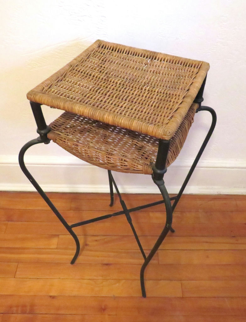 Rattan and Wrought Iron Side Table (1/2) - image 3 of 4