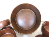 Vtg MCM Didware Walnut Salad Bowl Set with Serving Pair - thumbnail 3 of 7