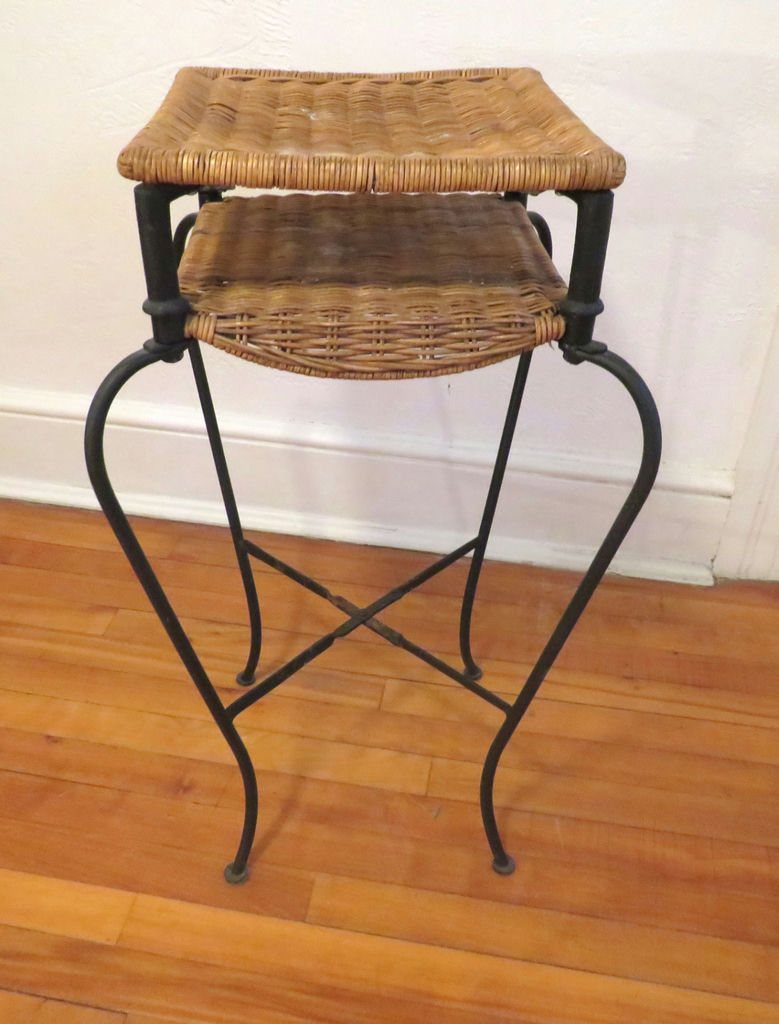 Rattan and Wrought Iron Side Table (2/2) - image 3 of 4