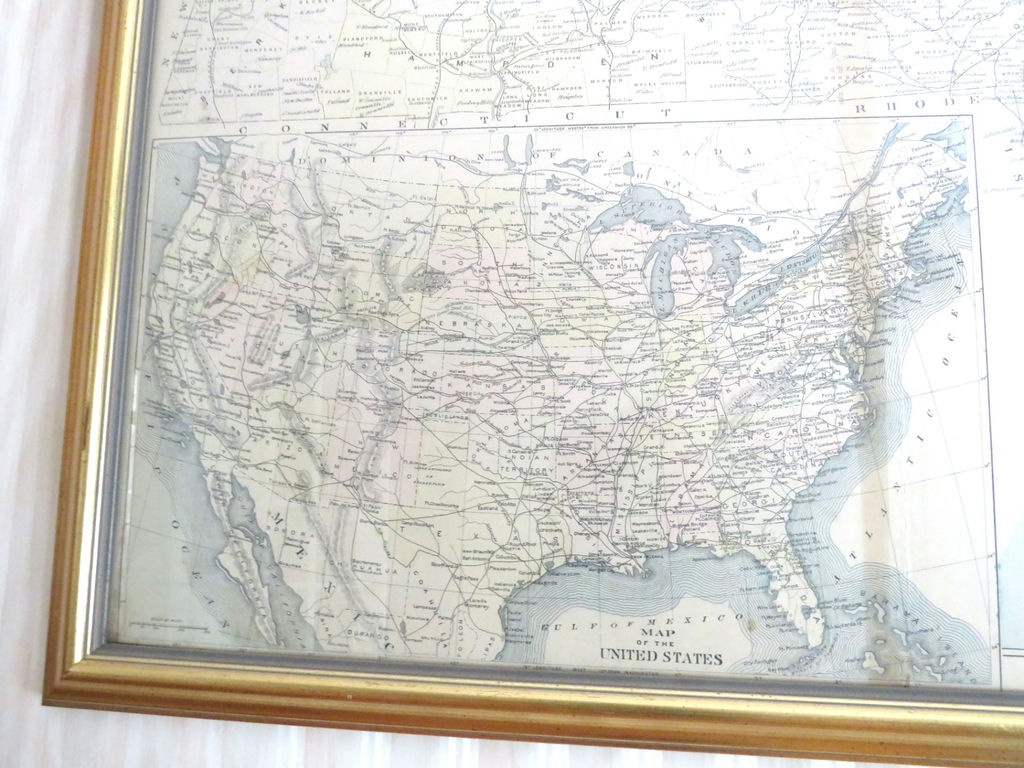 Antique Massachusetts & USA Framed Railroad Map 1898 - image 5 of 7