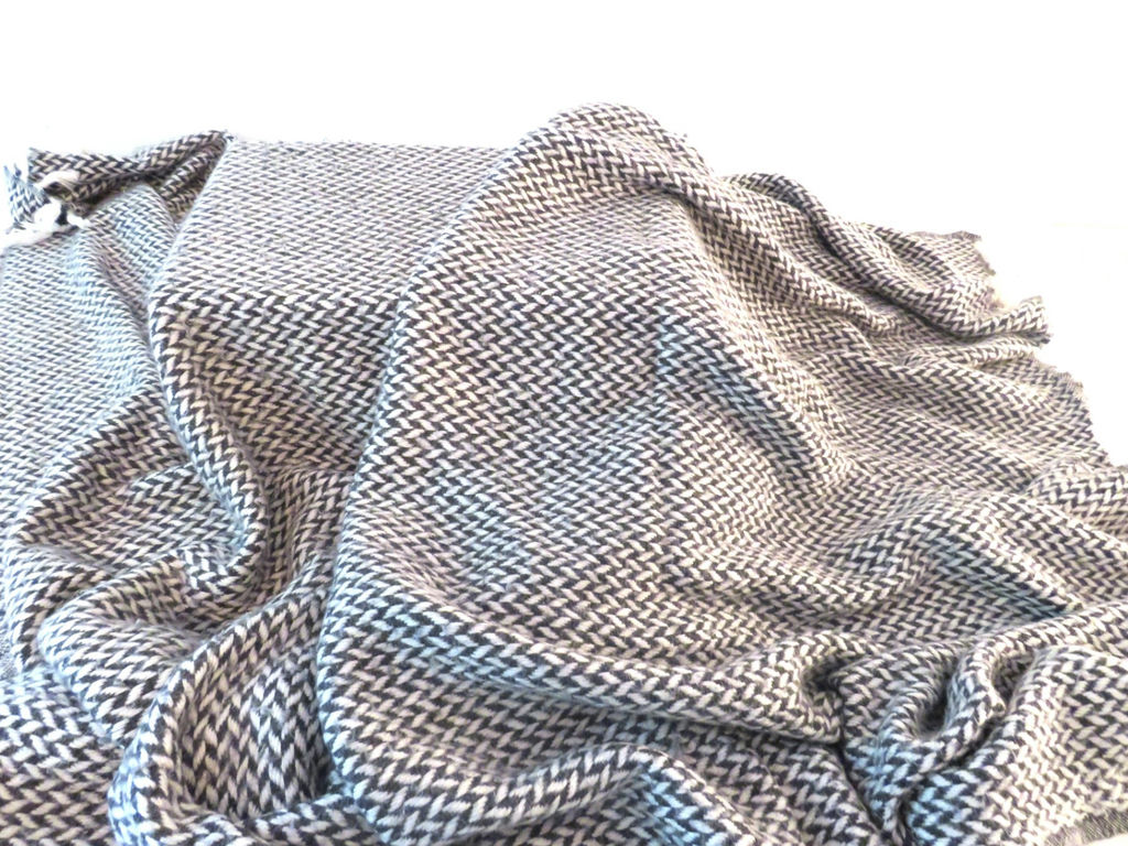 Gray/Blue and White Cashmere Throw Blanket - image 1 of 4