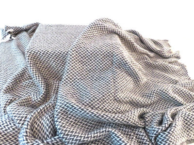 Gray/Blue and White Cashmere Throw Blanket - Image 1 of 4