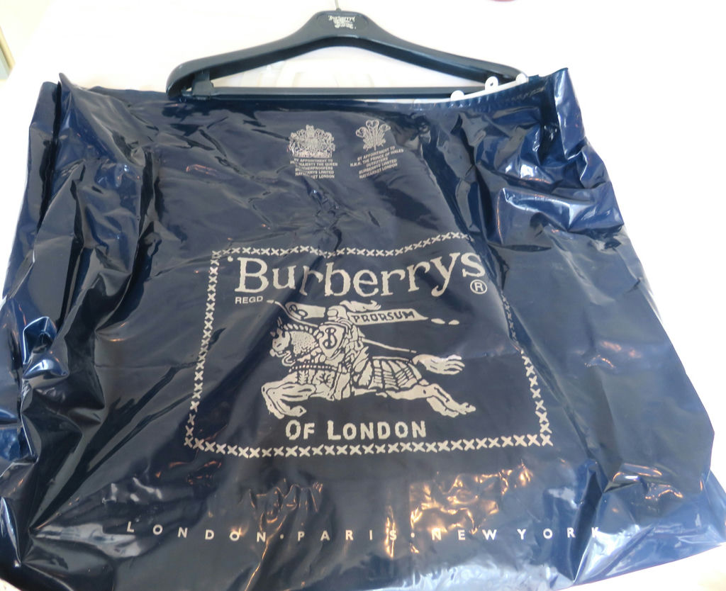 Women's Navy Burberry's Plaid Lined Trench Coat Sz 10 Long - image 14 of 14