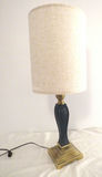 Vintage Art Nouveau Style Table Lamp Pottery and Brass Base - thumbnail 2 of 5