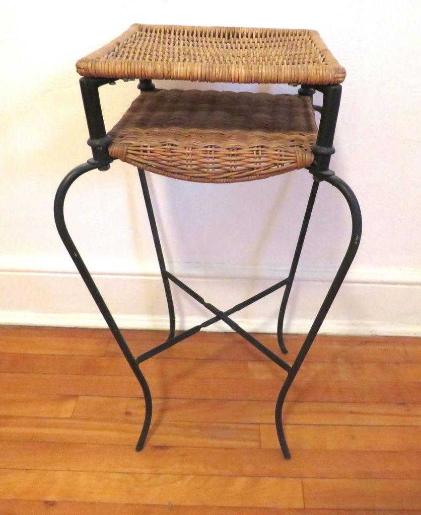 Rattan and Wrought Iron Side Table (1/2) - image 4 of 4